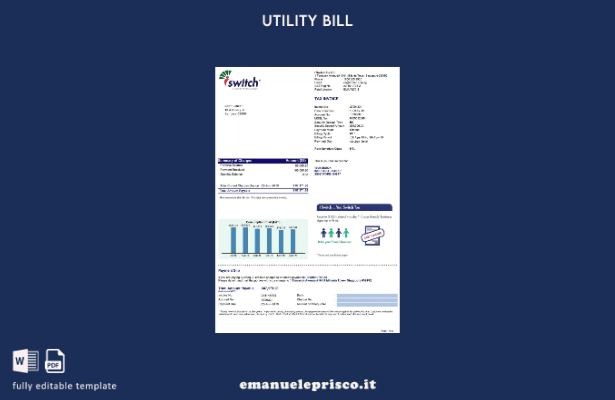 modello di bolletta energetica Singapore Iswitch in stile verificato